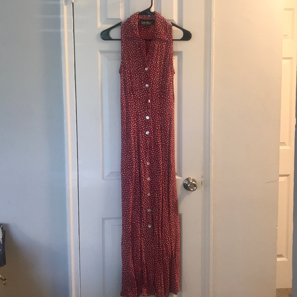 Red floral dress